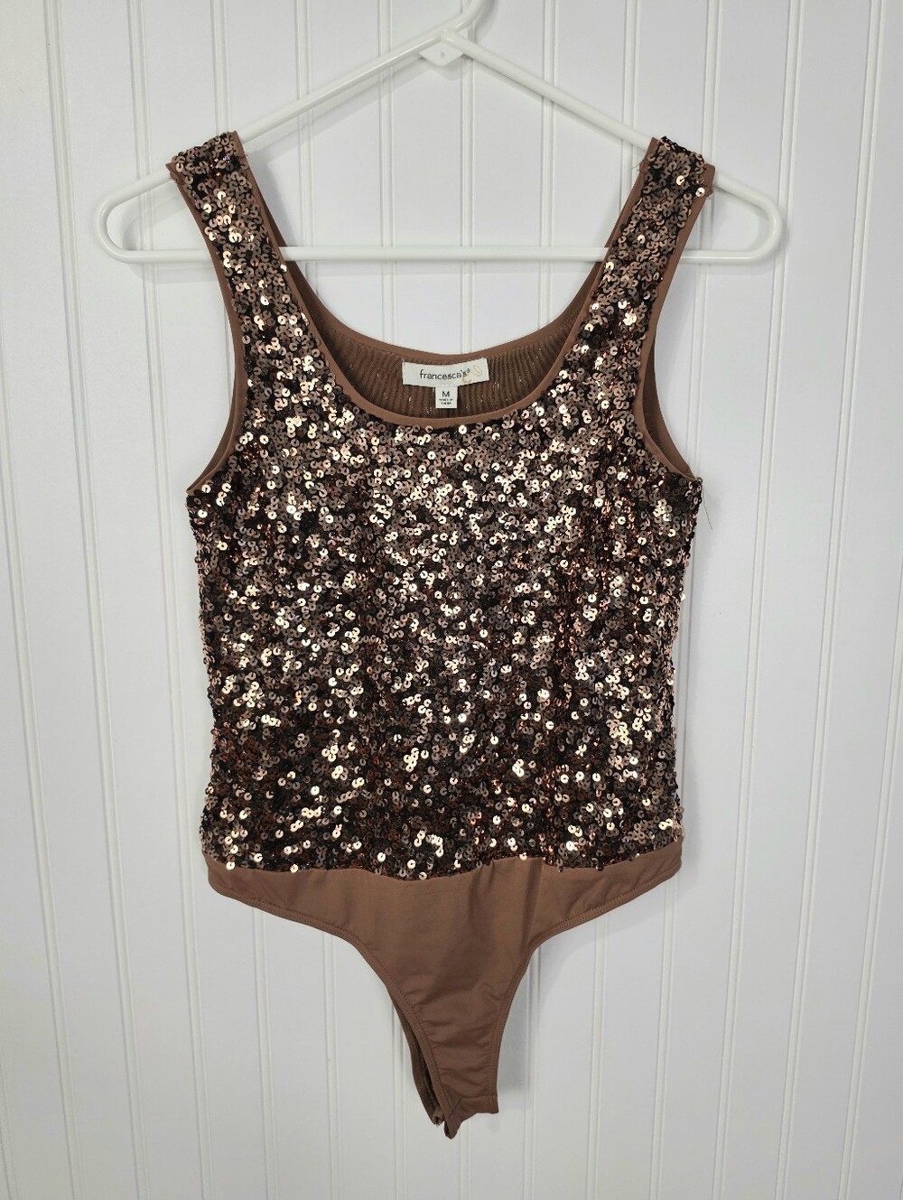 Francesca's | NWT Sequin Bodysuit Brown Medium